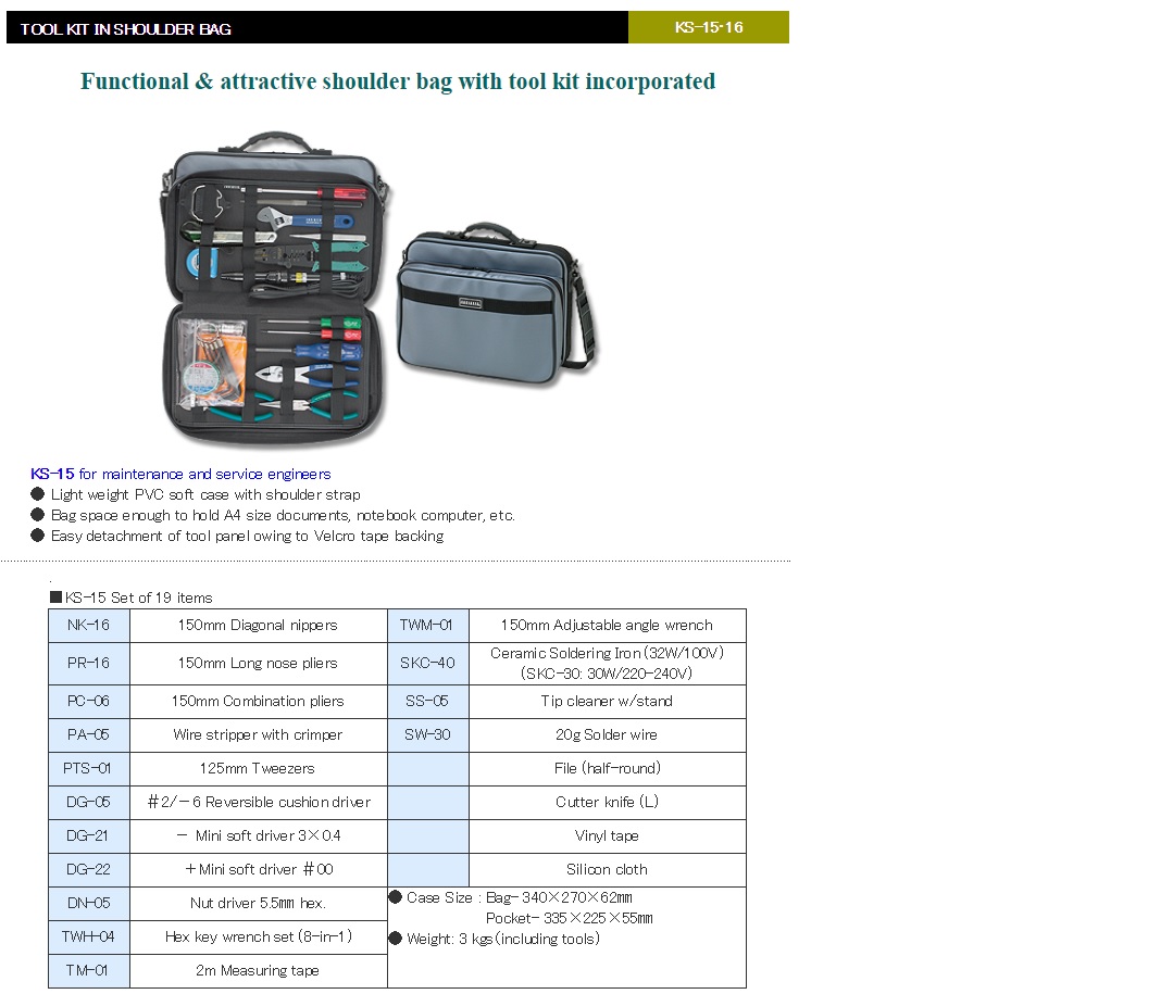 Ichiban Precision Sdn Bhd Engineer ENGINEER TOOL KIT IN SHOULDER BAG